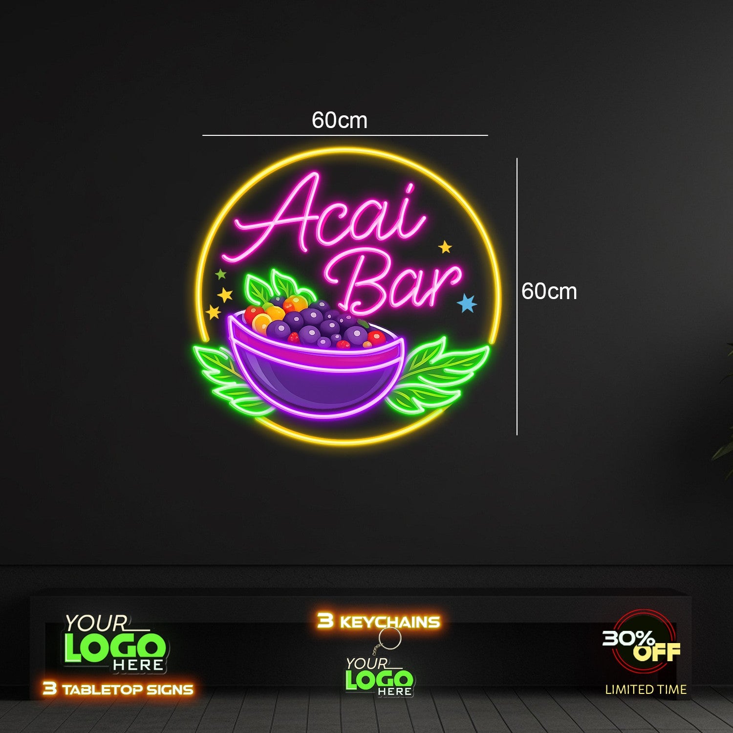 Acai Bar | LED NEON SIGN (60x60cm)
