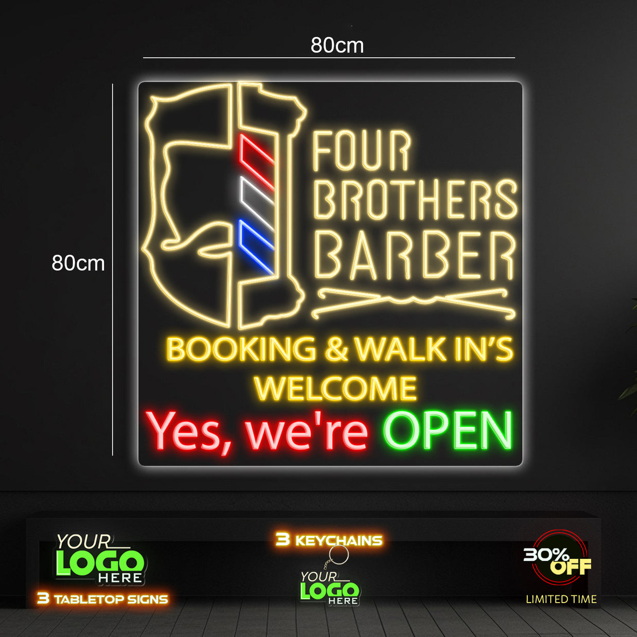 Four Brothers Barber LED NEON SIGN