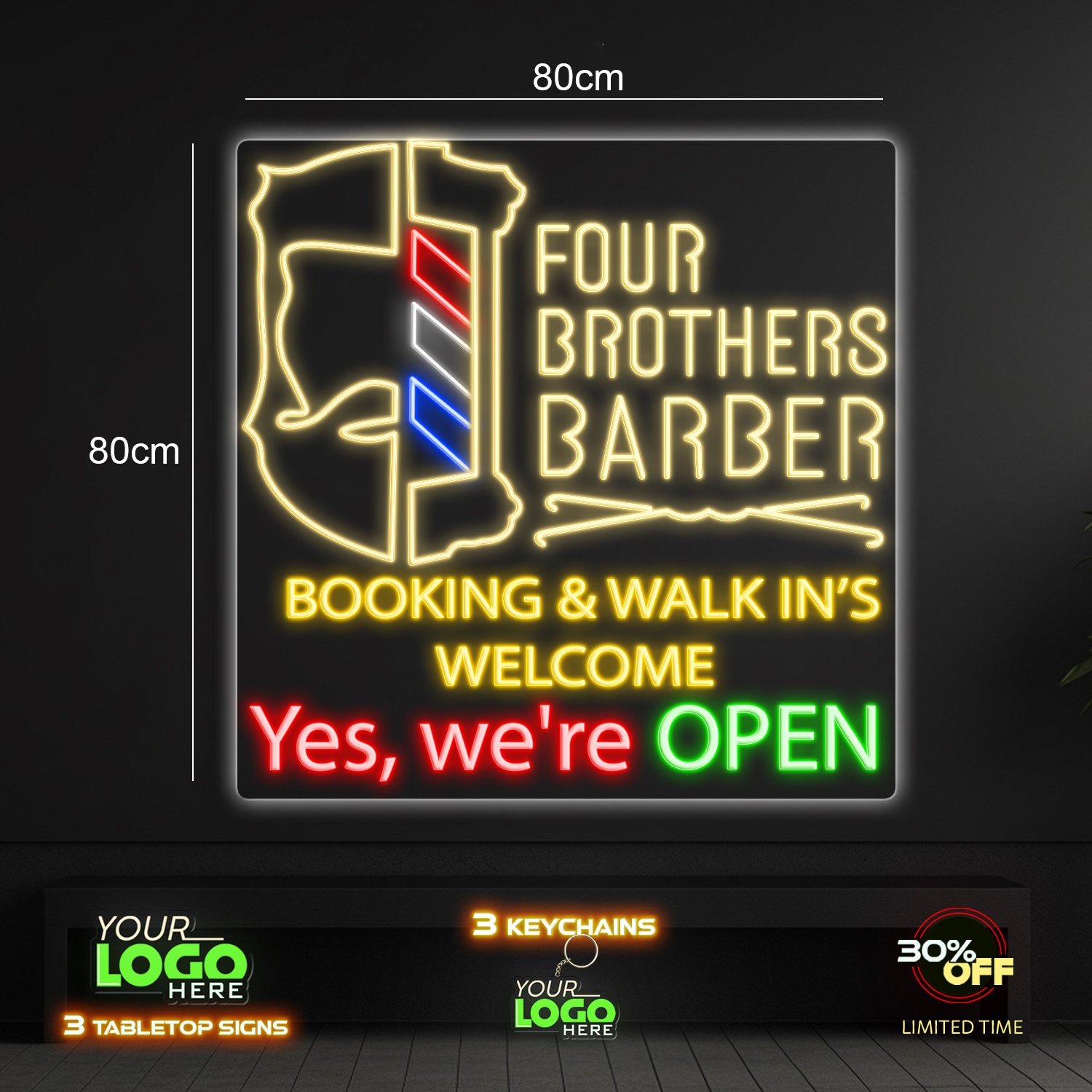 Four Brothers Barber LED NEON SIGN