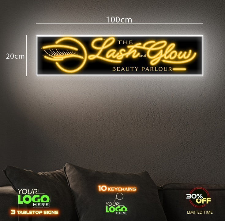 The Lash and Glow Beauty Parlour | 4 LED NEON SIGN (2 round and 2 rectangle)
